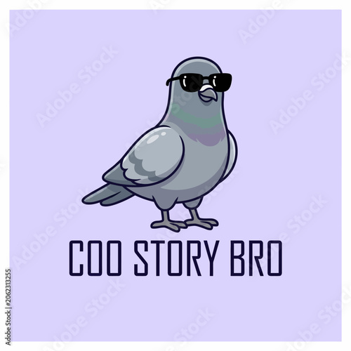 Obraz na płótnie Cartoon pigeon wearing black sunglasses.
