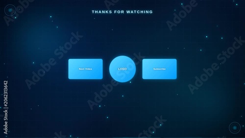 Futuristic End Screen Template with Smooth Animations and Neon Circuit Design