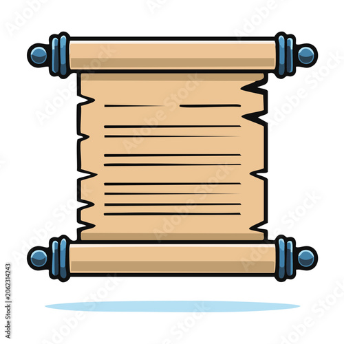 Ancient Scroll with Blue Handles Illustration