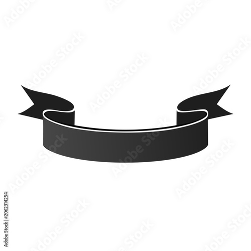 Black ribbon banner icon with transparent background