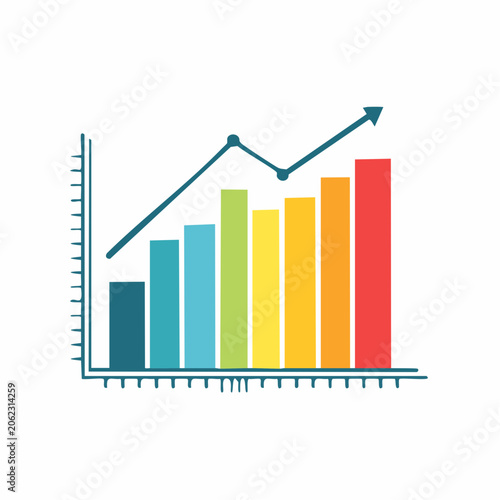 Colorful Bar Chart with Upward Trend Line