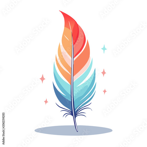 Colorful Feather with Sparkles Illustration