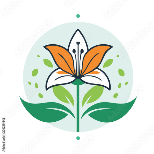 Flat design lily flower illustration