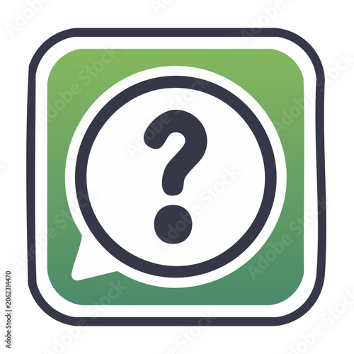 Green question mark icon in speech bubble