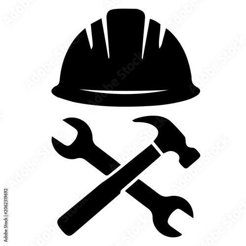 Construction and engineering tools solid black icon