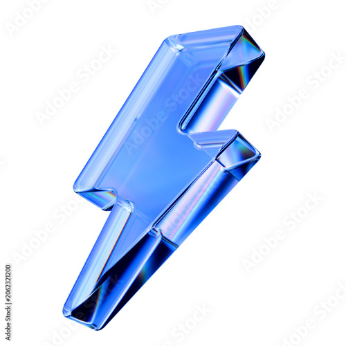 Schilderij op canvas Blue Glass 3D Lightning Bolt Icon
