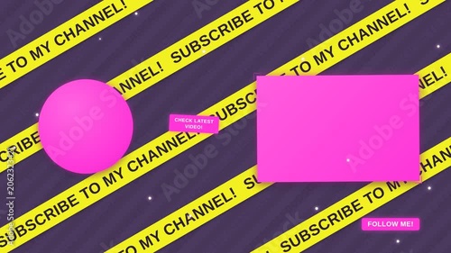 Modern Video Outro Template with Diagonal Tape and Pink Glow Animation
