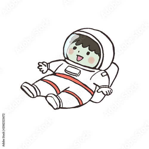 Cute Astronaut Floating in Space Illustration