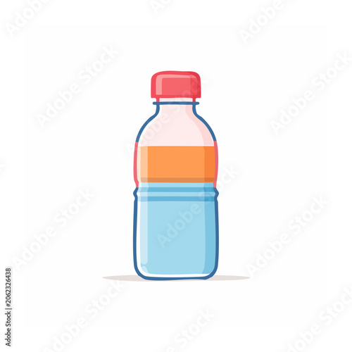 3D plastic bottle with orange liquid and red cap