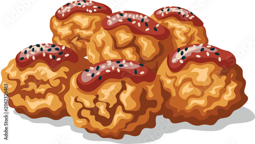 Tasty Donuts with Glaze and Sprinkles on White Background