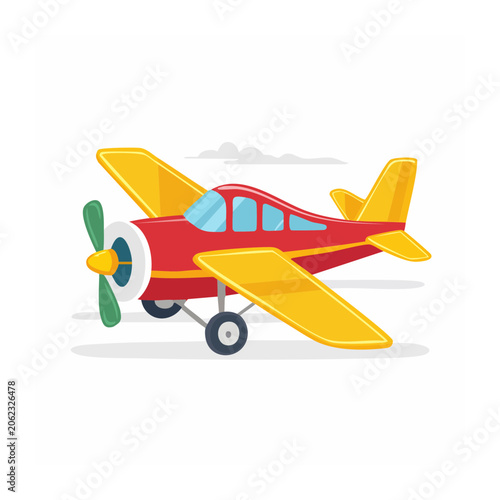 3D render of yellow airplane with luggage