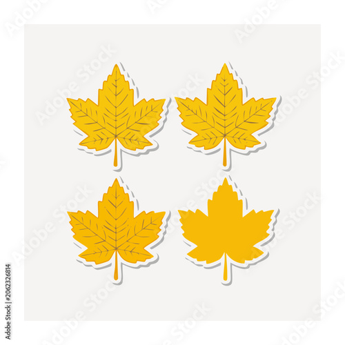 Four autumn leaves flat design vector