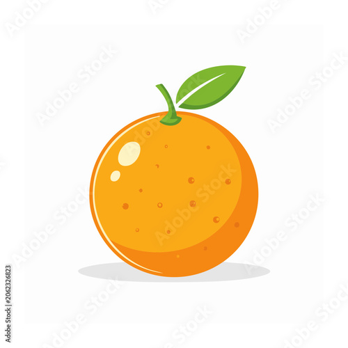 Fresh orange with green leaf on white background