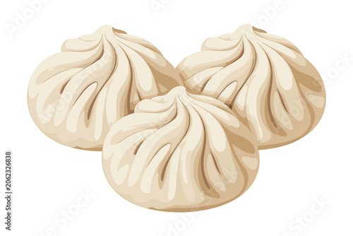 Steamed Dumplings on White Background