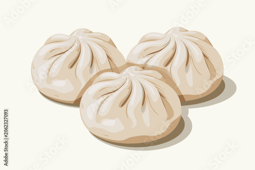 Steamed Dumplings on White Background