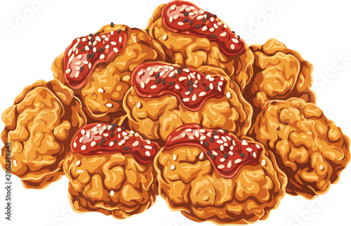 Tasty Donuts with Glaze and Sprinkles on White Background