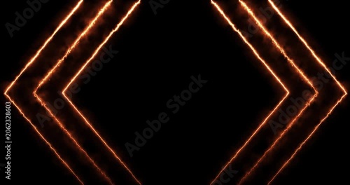 Two dynamic orange neon arrows with fiery glow on black, creating energetic motion. Perfect for digital interfaces, tech projects, or motion graphics requiring vibrant directional elements.