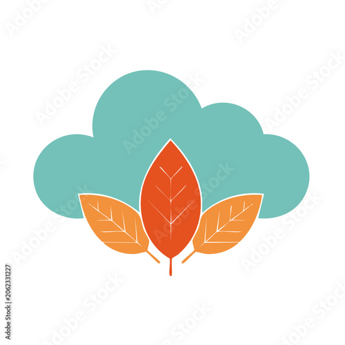 Flat design autumn leaves and cloud illustration