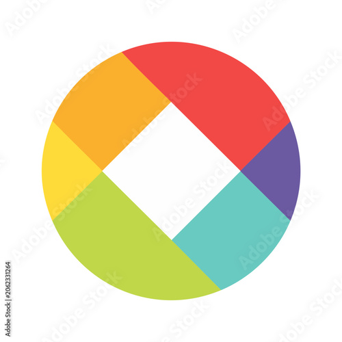 Flat design color wheel icon with eight segments