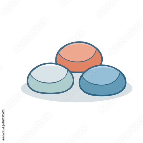 Minimalist 3D abstract shapes in blue and orange