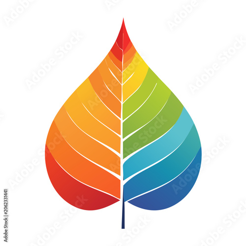 Rainbow Gradient Leaf Illustration