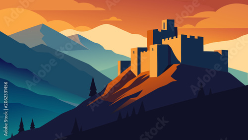 Photos Albanian Castle Heritage Vector Illustration