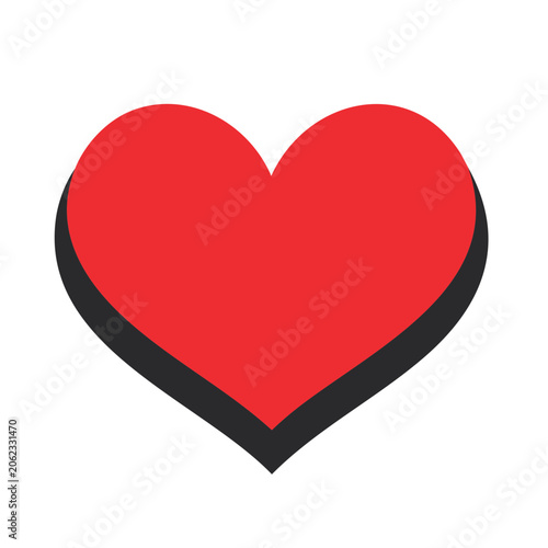 Red heart symbol flat design