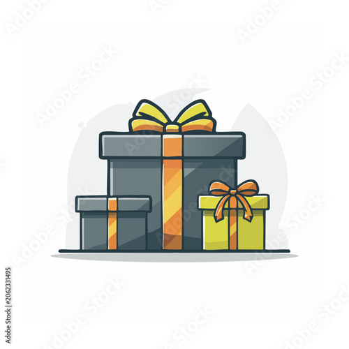 Stacked Gift Boxes with Ribbons Illustration