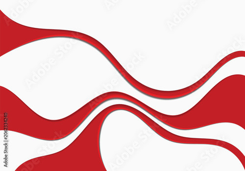 Abstract red and white flowing wave background, modern patriotic vector design