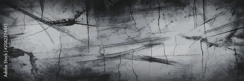 Fotografia Scratched Black and White Background with Dark Shadows