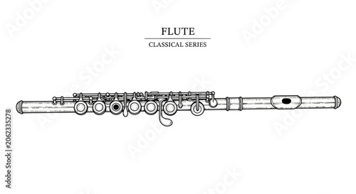 Fotografie Detailed HandDrawn Flute Illustration for Classical Music Enthusiasts