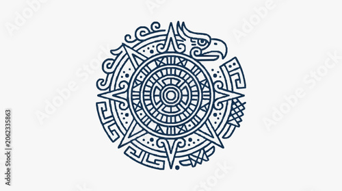 Foto Aztec Calendar Sun Stone Symbol Illustration.