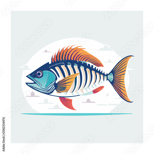 Tropical fish swimming illustration