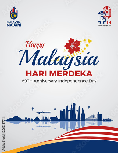 Photography Happy Hari Merdeka - 69th Malaysia Independence Day 2026 vector Illustration with landmark skyline, national identity, and festive elements