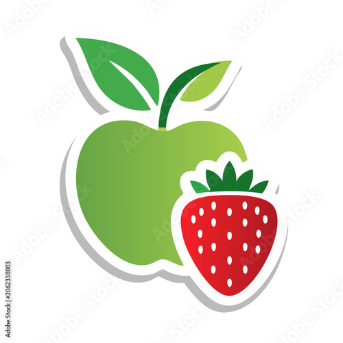 Green Apple and Strawberry Icon