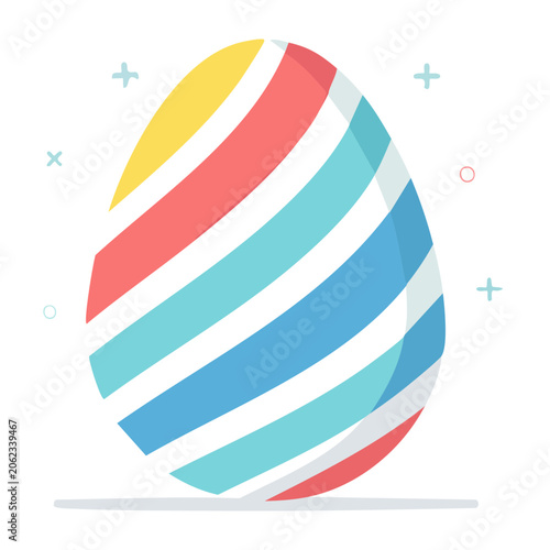 Colorful striped Easter egg icon