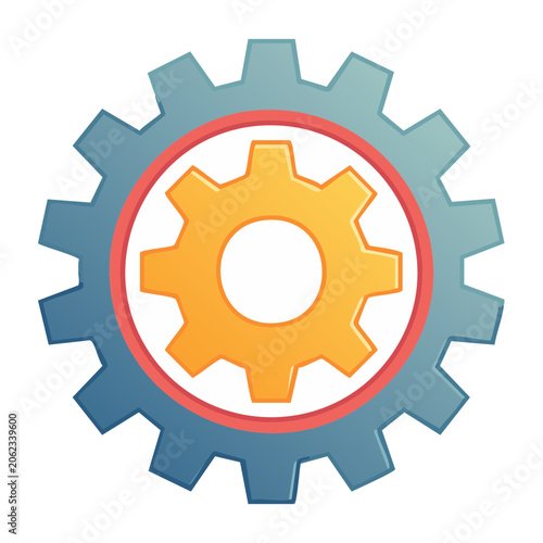 Flat design gear icon with transparent background