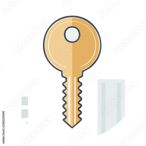 Flat design key icon with transparent background