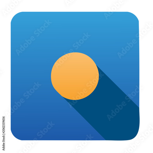 Flat design sun and shadow icon on blue background