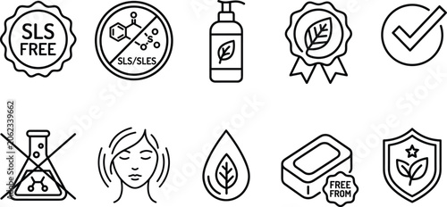 Schilderij op canvas Organic cosmetic icons for natural skincare and beauty products with eco-friendl