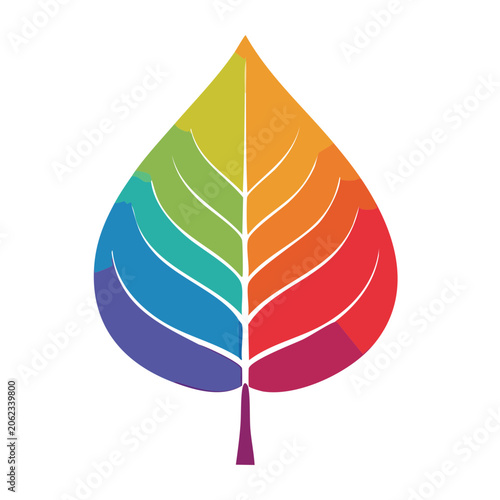 Rainbow Gradient Leaf Vector