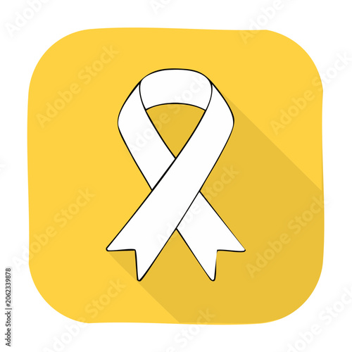 White awareness ribbon icon on yellow background