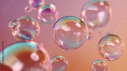 Transparent bubbles floating against gradient background abstract design