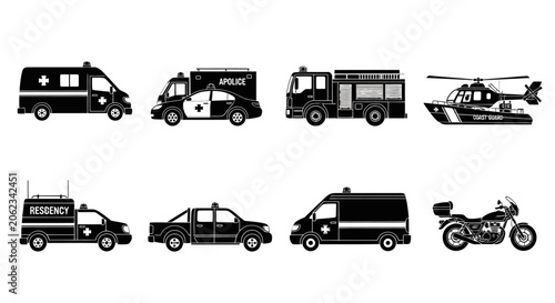Quadro su tela Emergency Response Vehicles Icon Set
