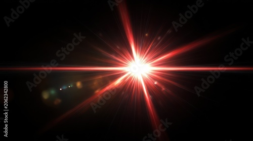 Bright red light burst abstract design against black background