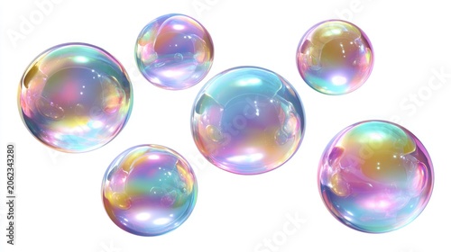 Transparent soap bubbles floating against a clean white background vector design