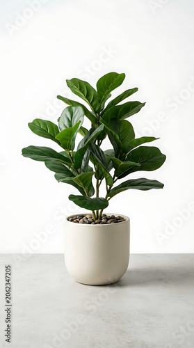 Mockup artificial plant pot background putih