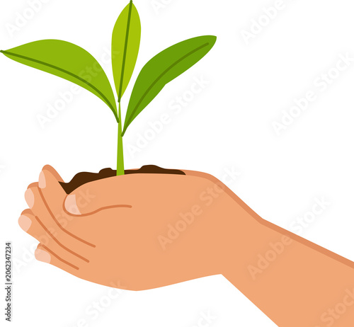 illustration of Hand holding young plant for concept eco earth day