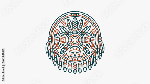 Tableau sur toile Native American Dreamcatcher Symbol Illustration.