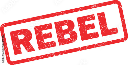 Cuadro en lienzo Red grunge rubber stamp with the word rebel